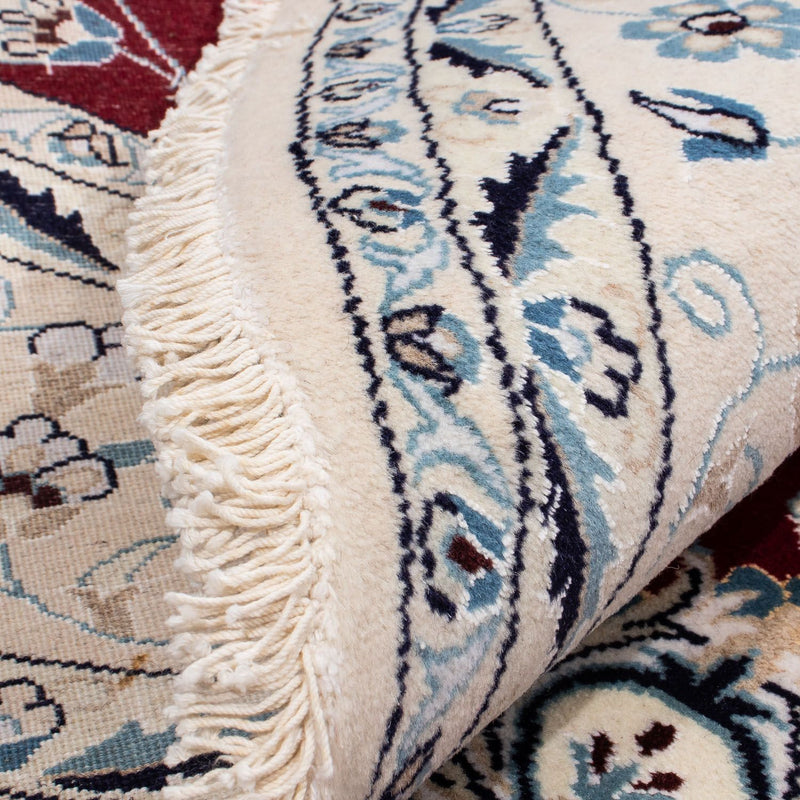 Persisk tæppe - Nain rundt  - 252 x 252 cm - mørkerød