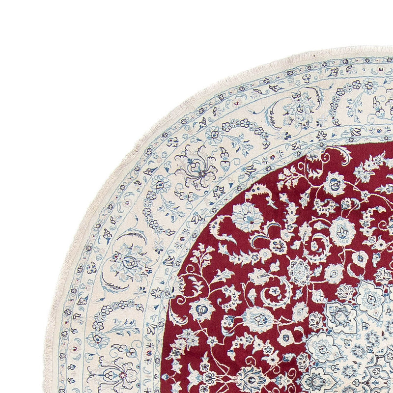 Persisk tæppe - Nain rundt  - 300 x 300 cm - mørkerød