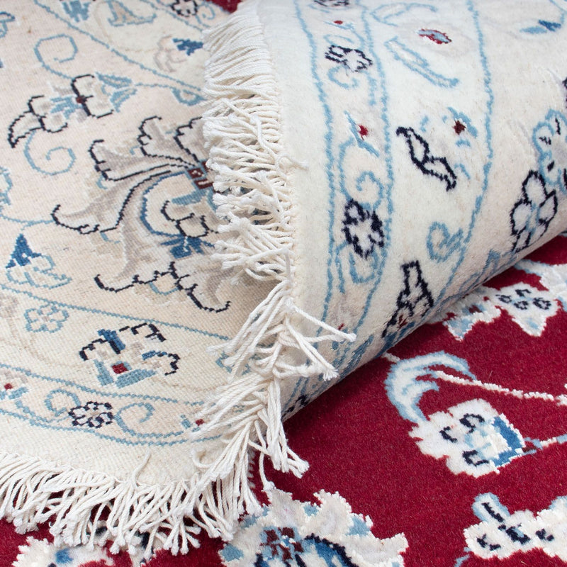 Persisk tæppe - Nain rundt  - 300 x 300 cm - mørkerød