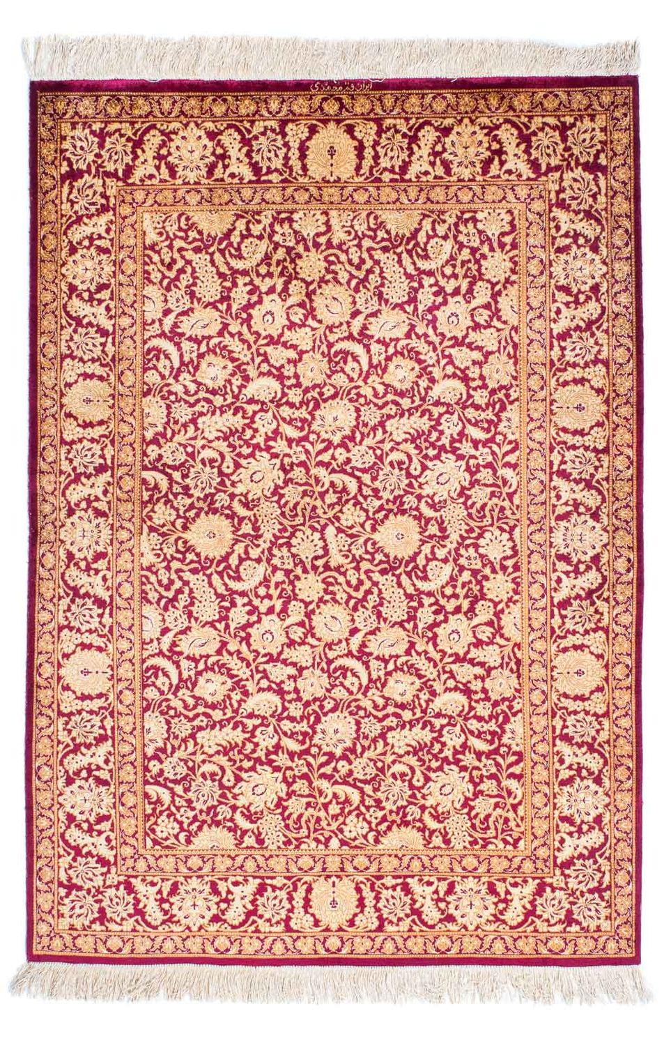 Persisk tæppe - Ghom - 146 x 100 cm - mørkerød