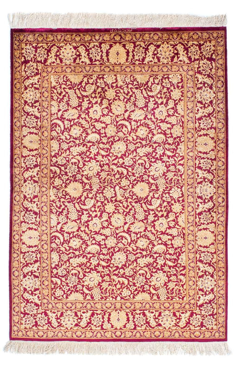 Persisk tæppe - Ghom - 146 x 100 cm - mørkerød