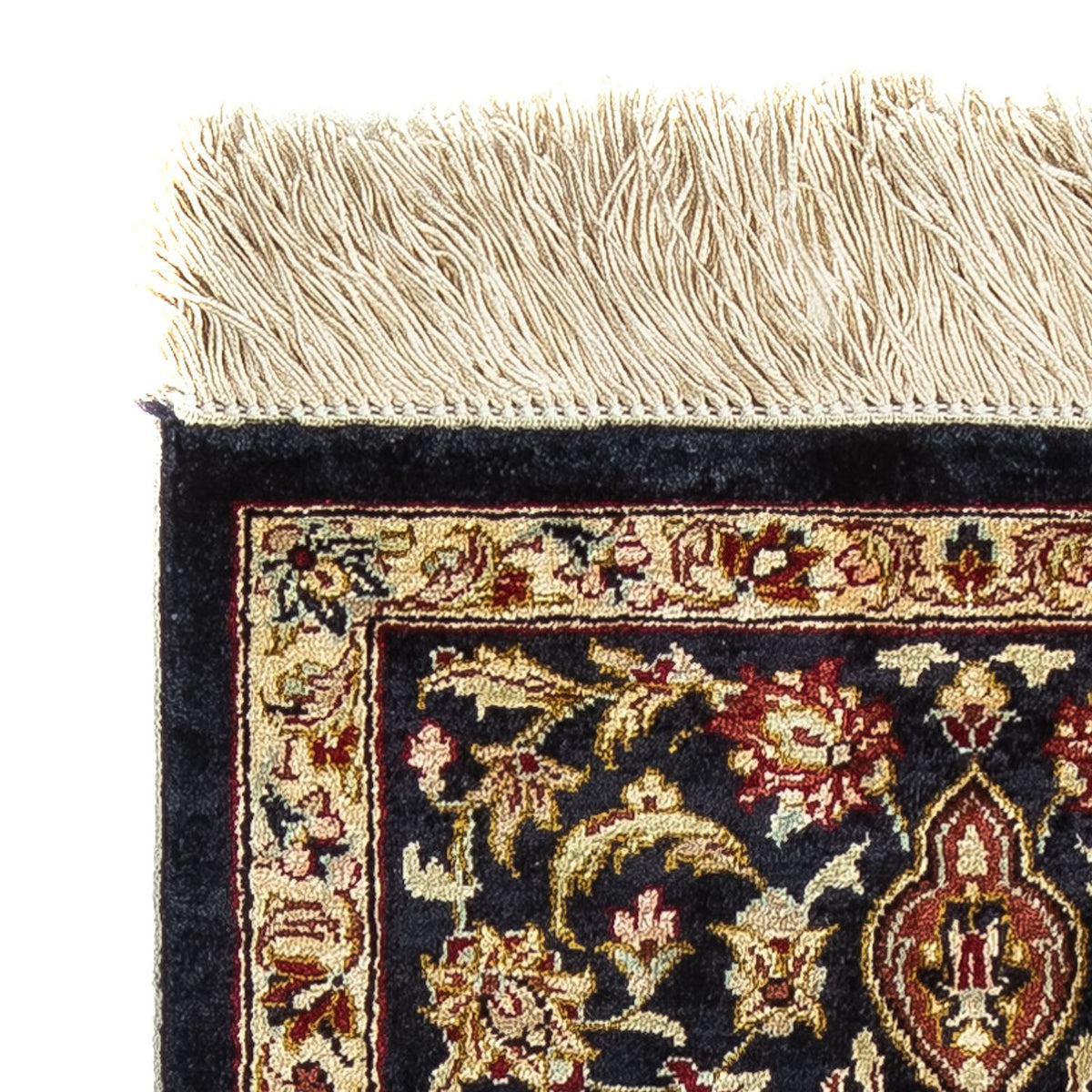 Silketæppe - Ghom Silk - Premium - 41 x 28 cm - mørkeblå