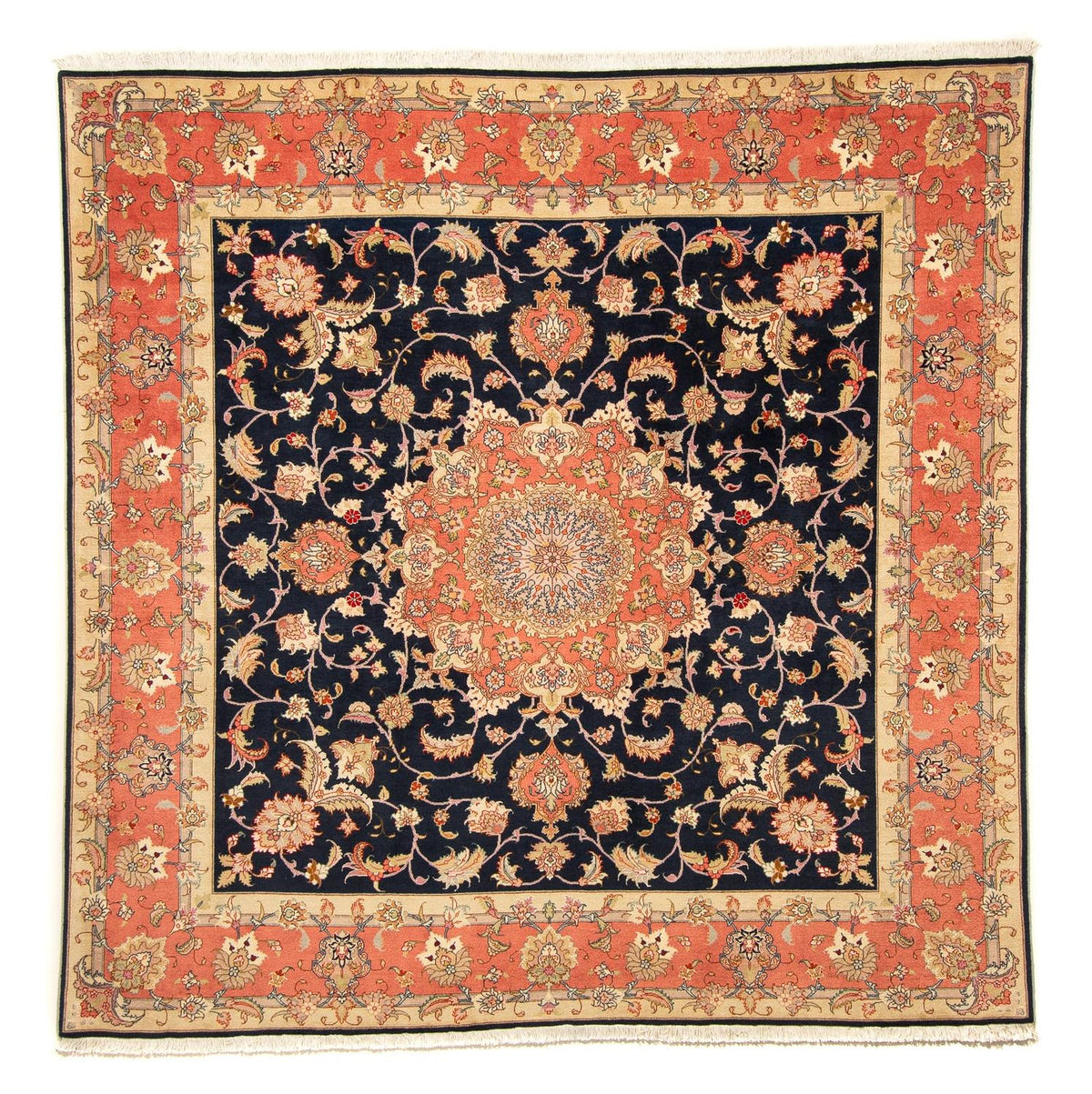 Persisk tæppe - Tabriz - Royal firkantet  - 202 x 202 cm - mørkeblå