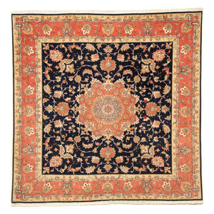 Persisk tæppe - Tabriz - Royal firkantet  - 202 x 202 cm - mørkeblå