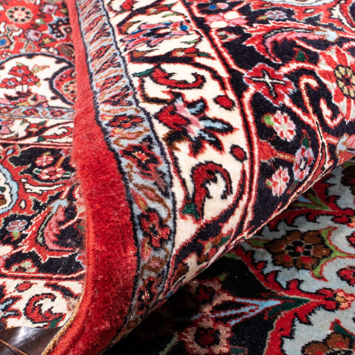 Persisk tæppe - Bijar - 343 x 260 cm - mørkerød