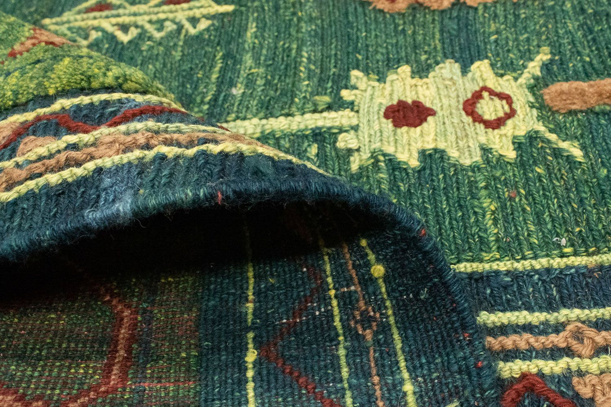 Kelim-tæppe - orientalsk - 205 x 147 cm - grøn