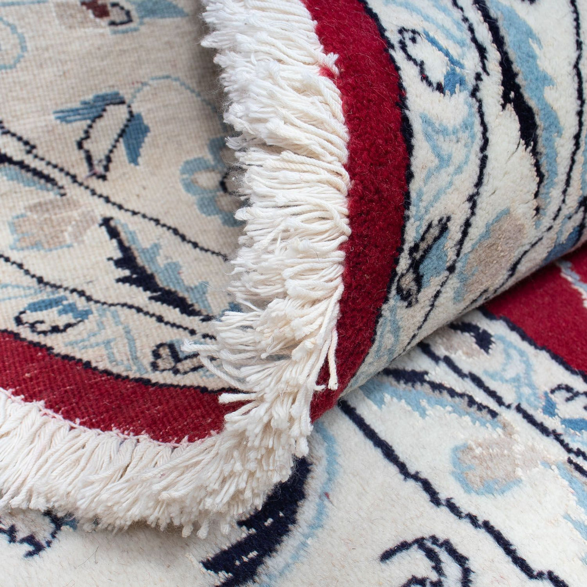 Persisk tæppe - Nain rundt  - 250 x 250 cm - mørkerød