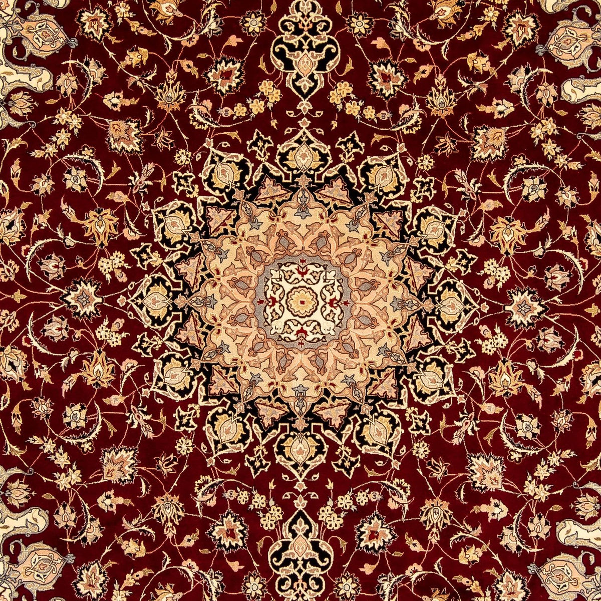 Persisk tæppe - Tabriz - Royal - 348 x 254 cm - mørkerød