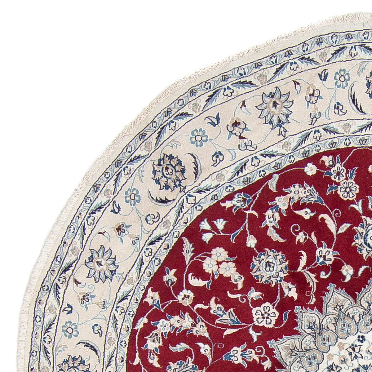 Persisk tæppe - Nain rundt  - 250 x 250 cm - mørkerød