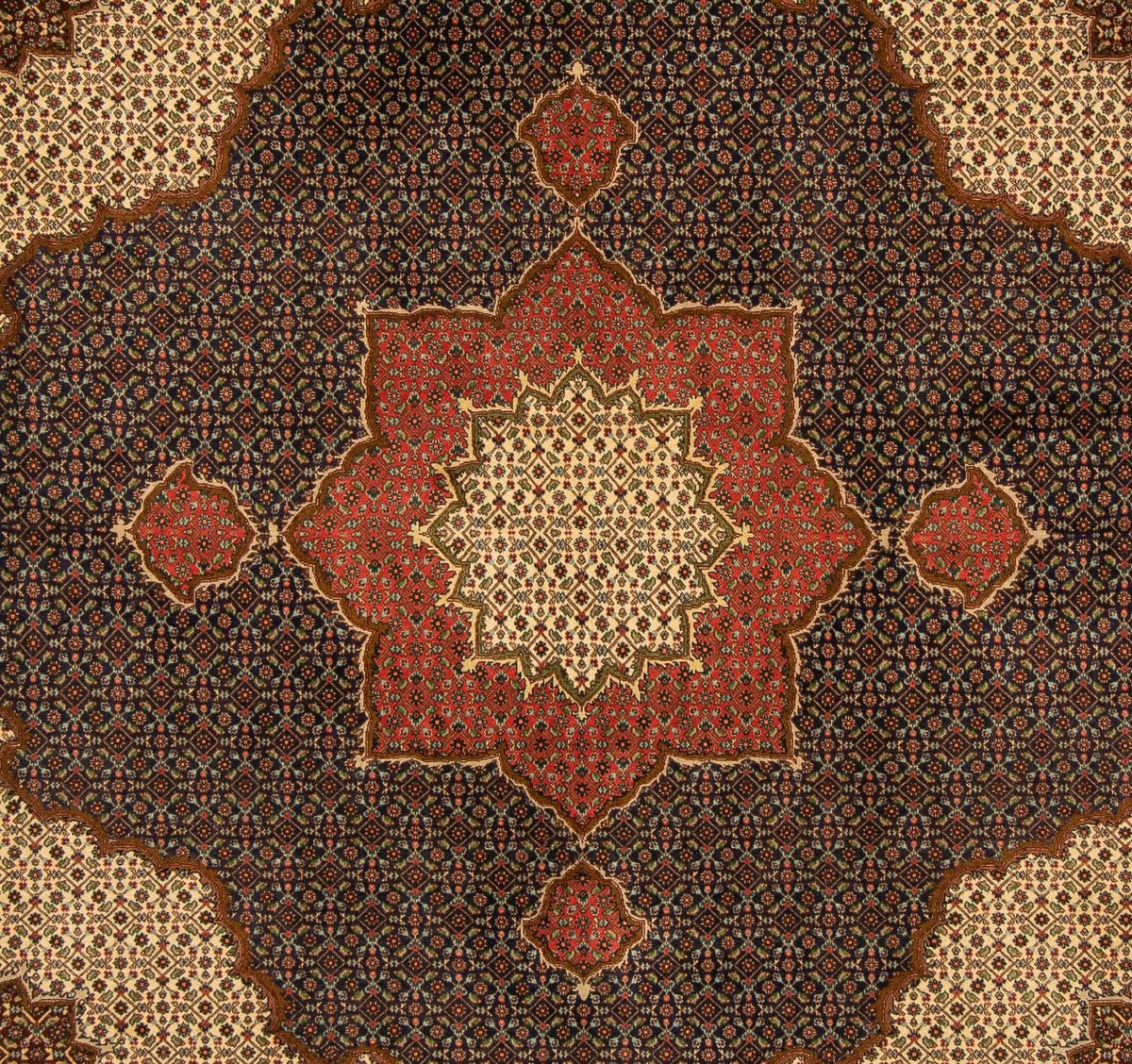 Persisk tæppe - Tabriz firkantet - 201 x 195 cm - mørkeblå