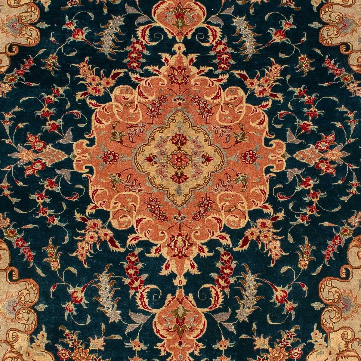 Persisk tæppe - Tabriz - Royal - 202 x 152 cm - mørkeblå