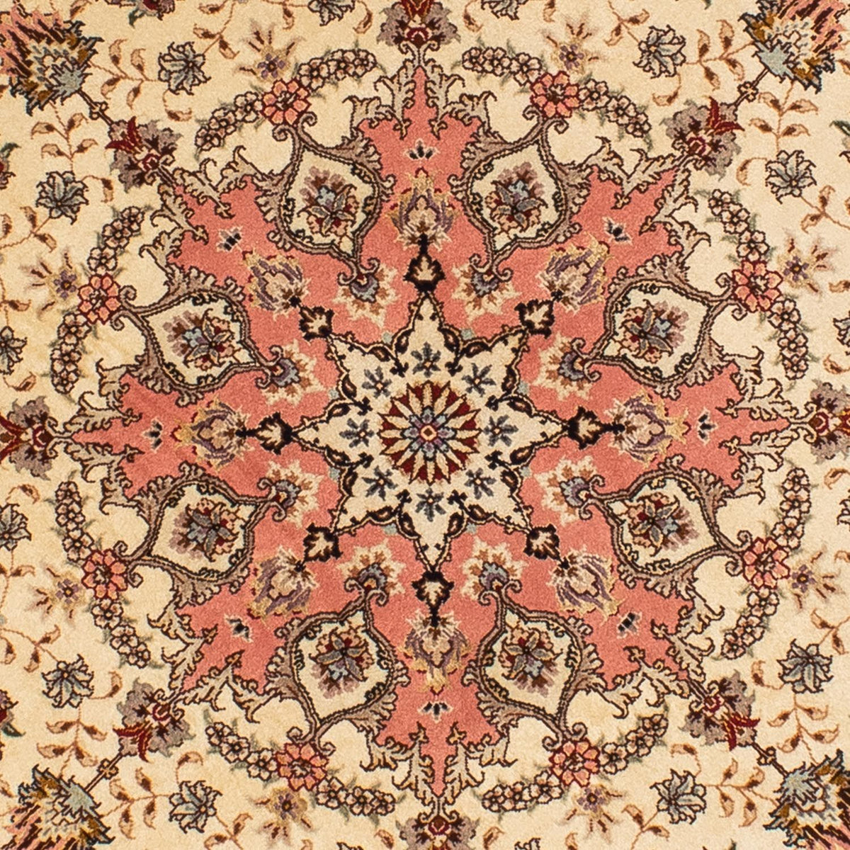 Persisk tæppe - Tabriz - Royal rundt  - 150 x 150 cm - lys brun