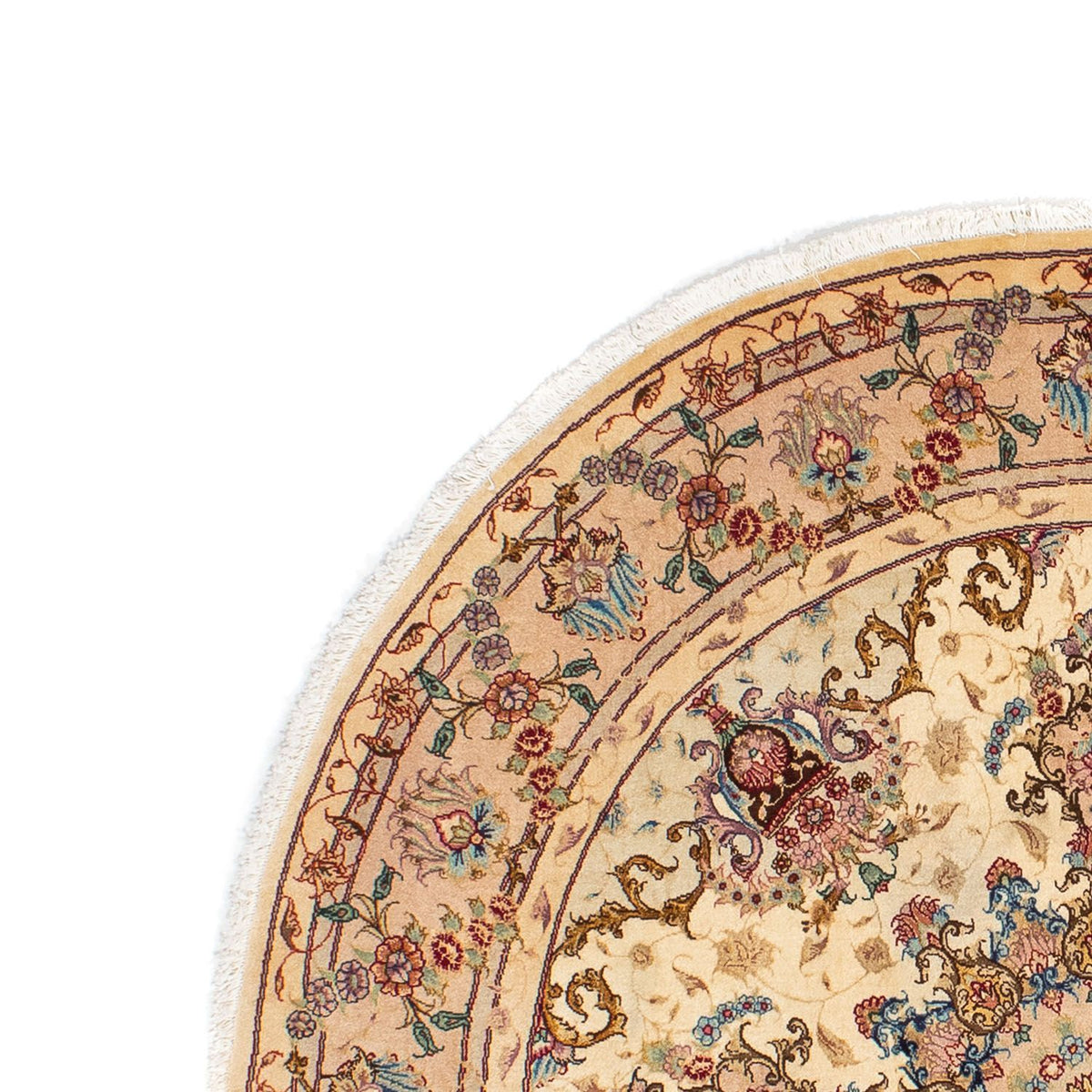 Persisk tæppe - Tabriz - Royal rundt - 150 x 150 cm - lys brun