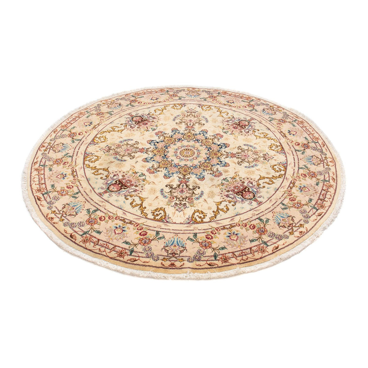 Persisk tæppe - Tabriz - Royal rundt - 150 x 150 cm - lys brun