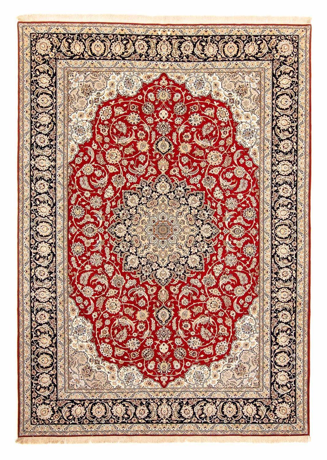 Persisk tæppe - Isfahan - Premium - 370 x 253 cm - mørkerød