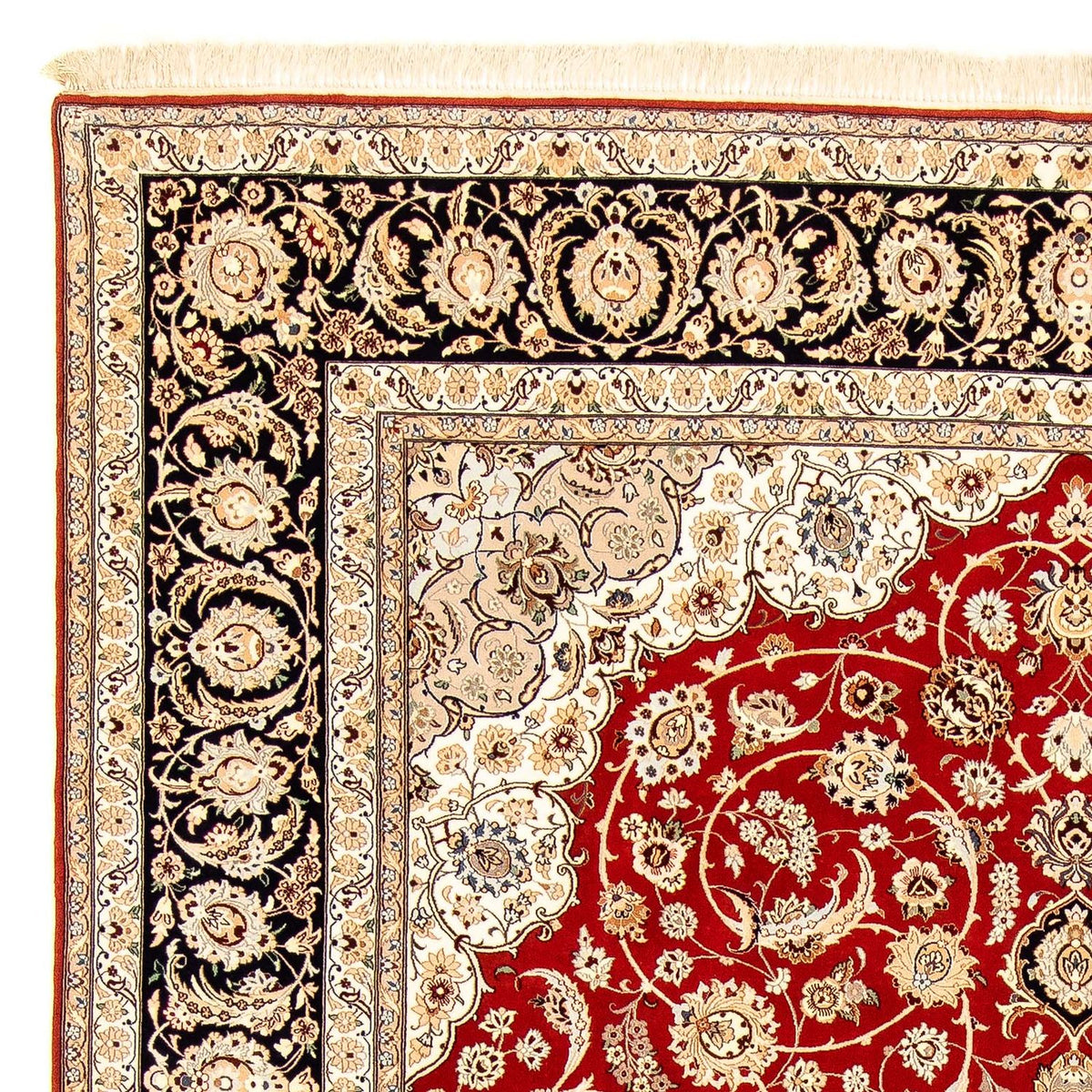 Persisk tæppe - Isfahan - Premium - 370 x 253 cm - mørkerød