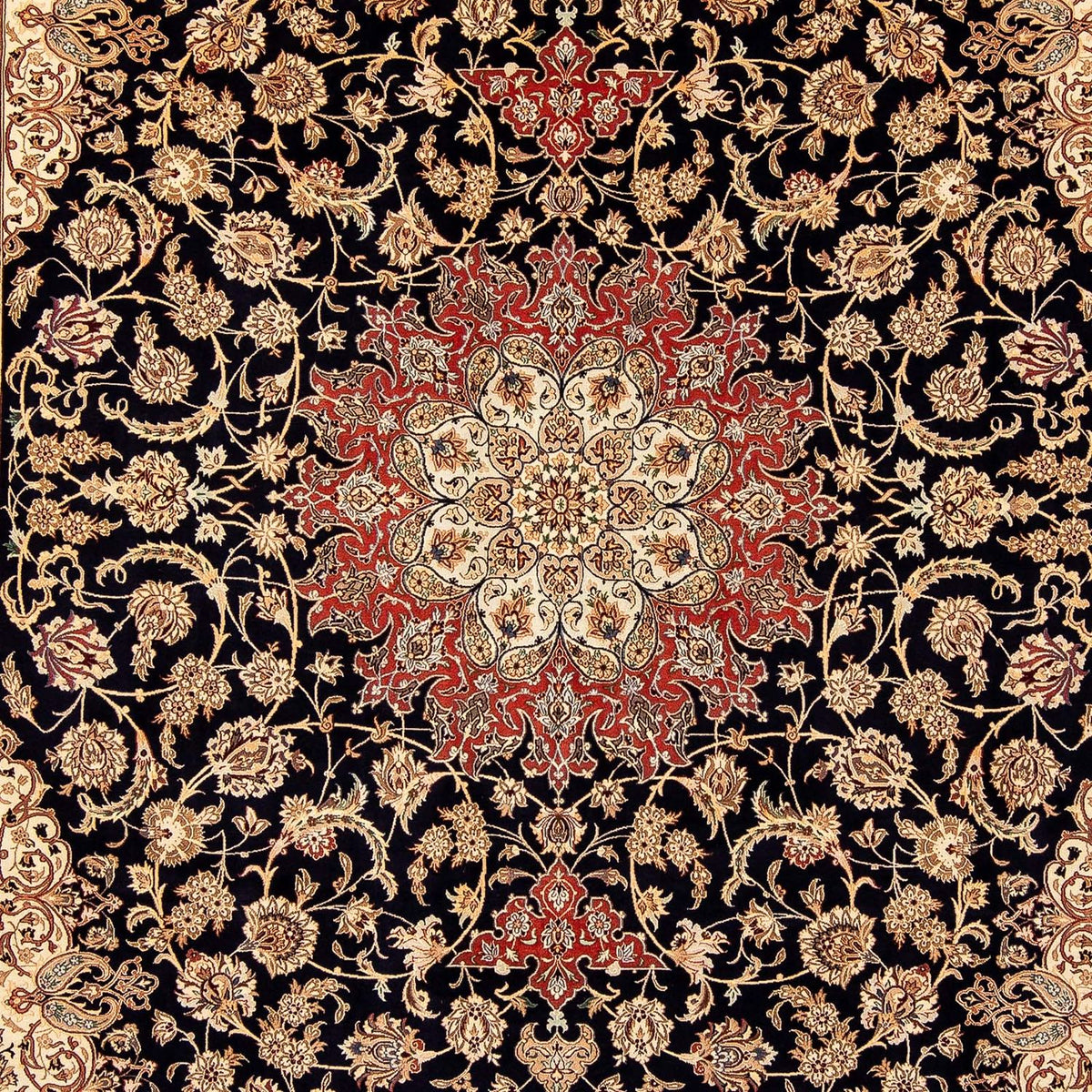 Persisk tæppe - Isfahan - Premium - 344 x 255 cm - mørkerød