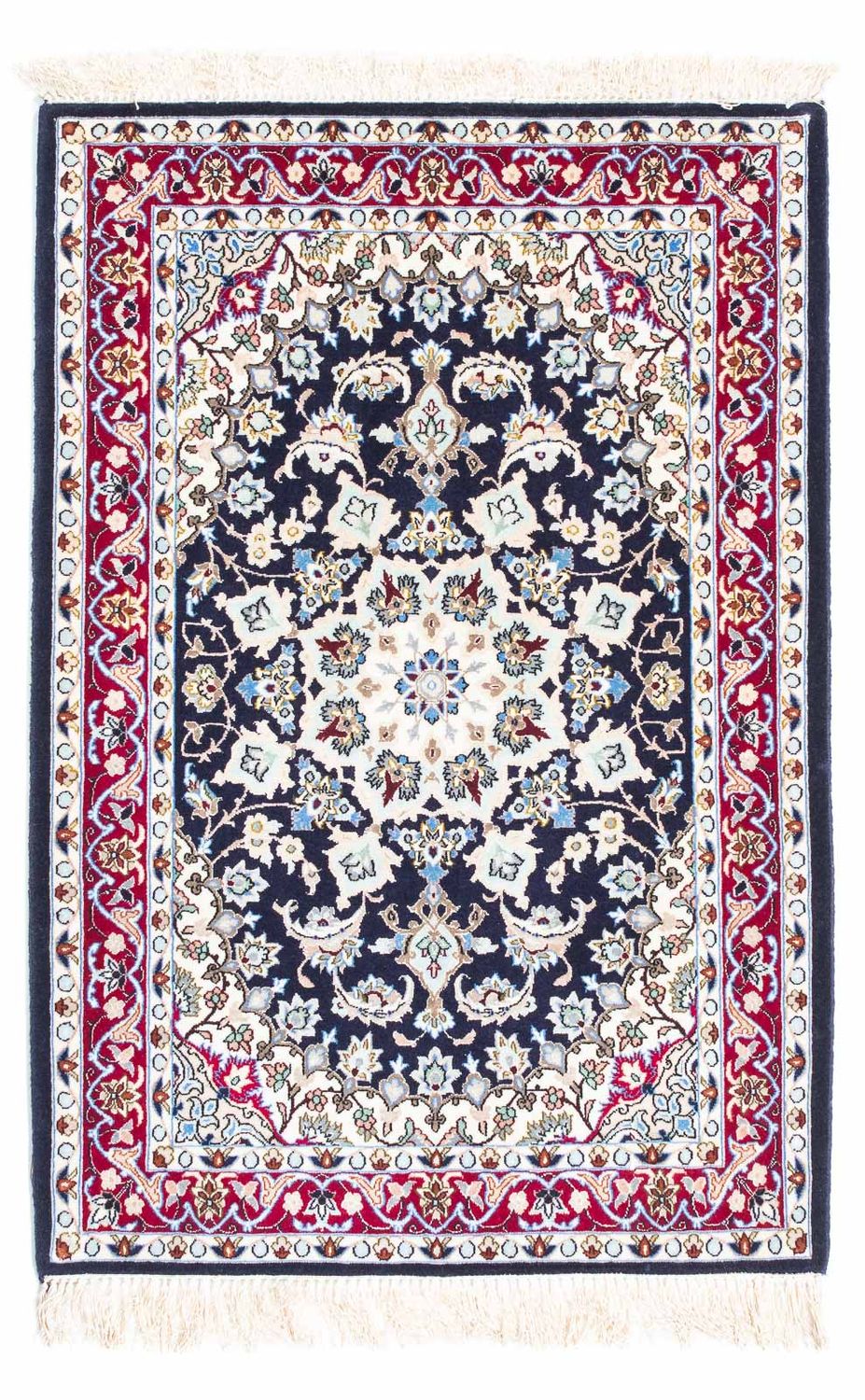 Persisk tæppe - Isfahan - Premium - 104 x 72 cm - mørkeblå