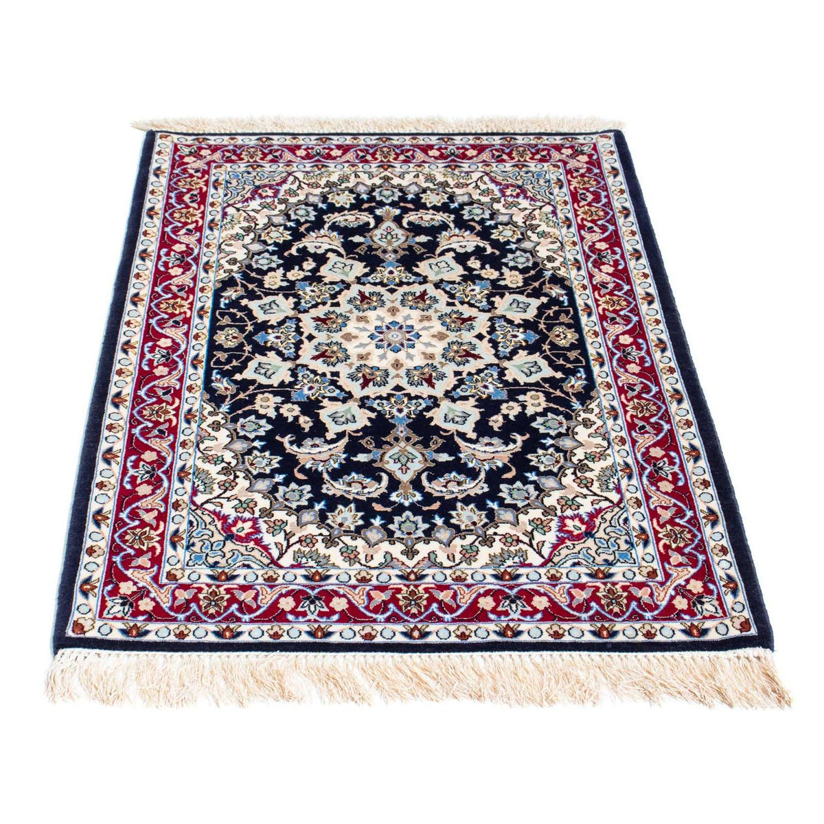 Persisk tæppe - Isfahan - Premium - 104 x 72 cm - mørkeblå