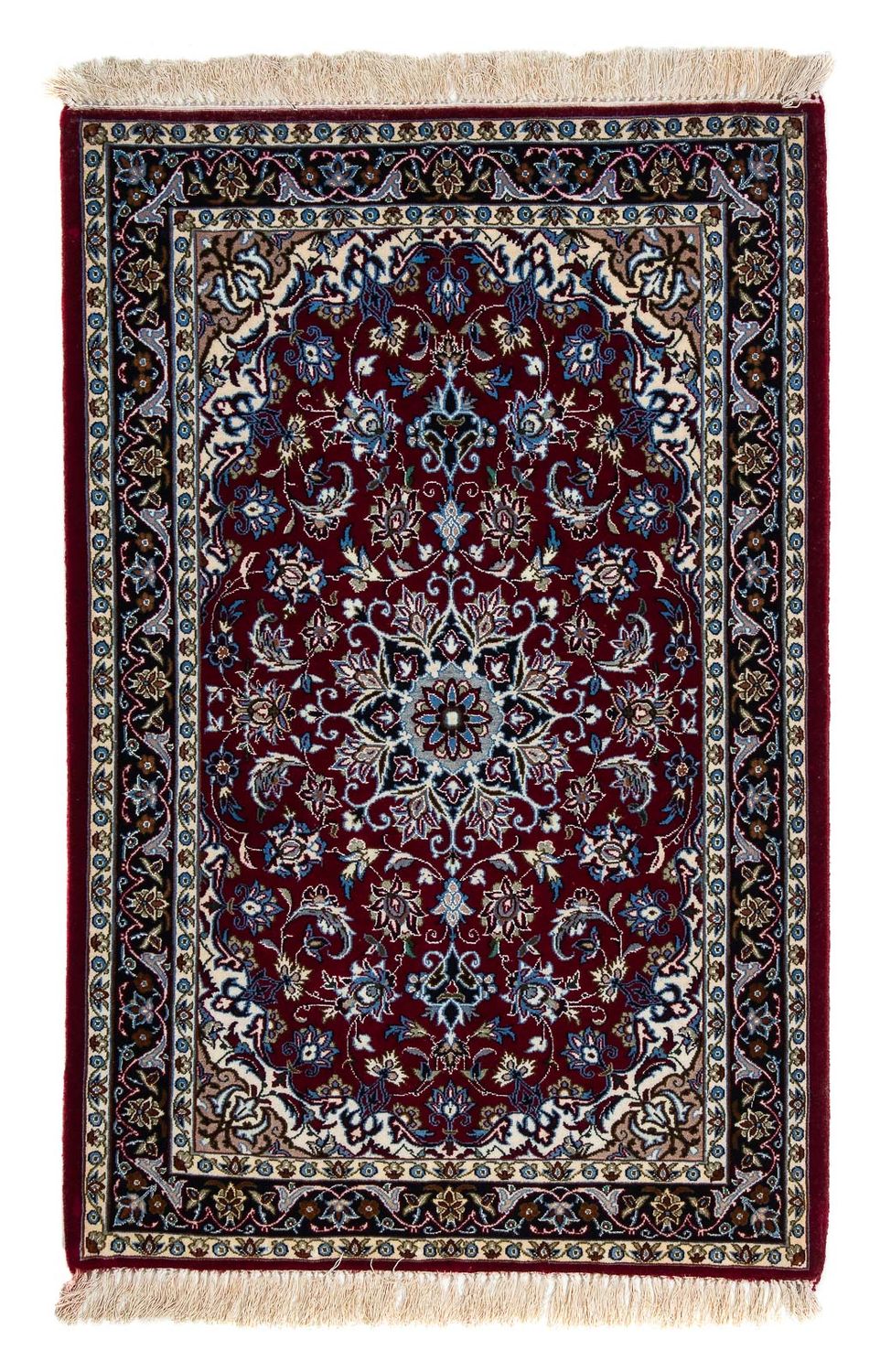 Persisk tæppe - Isfahan - Premium - 108 x 70 cm - mørkerød