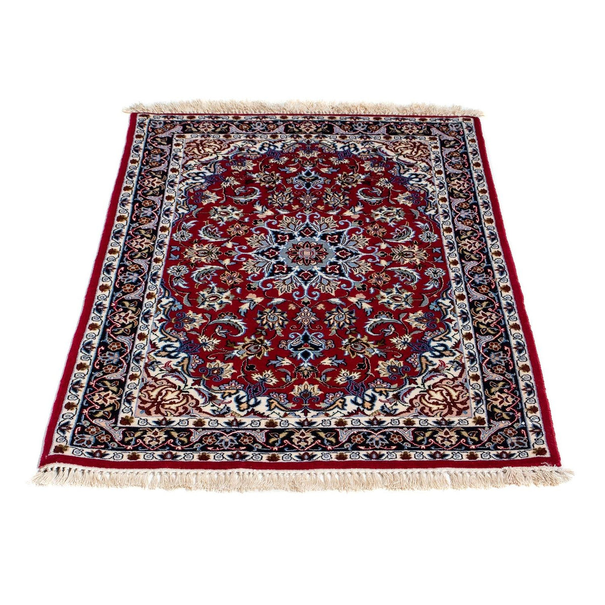Persisk tæppe - Isfahan - Premium - 101 x 71 cm - mørkerød