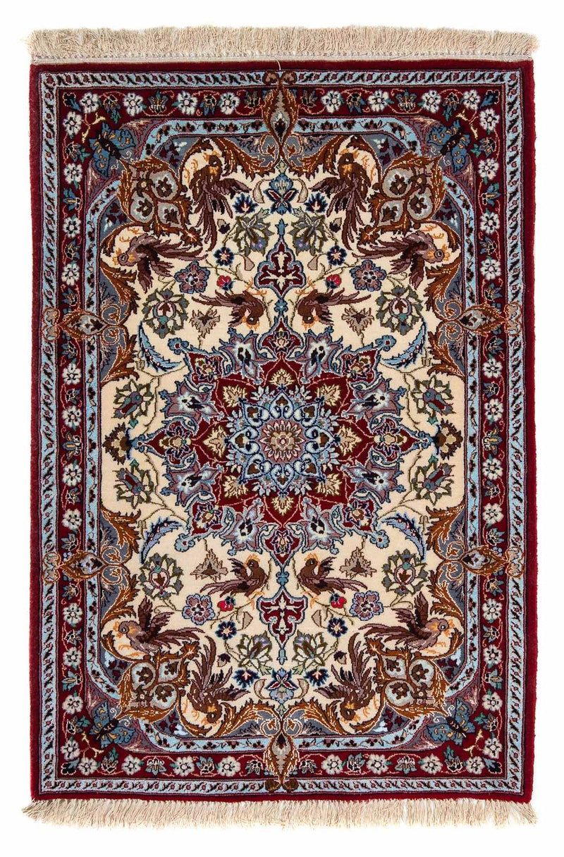 Persisk tæppe - Isfahan - Premium - 100 x 73 cm - mørkerød