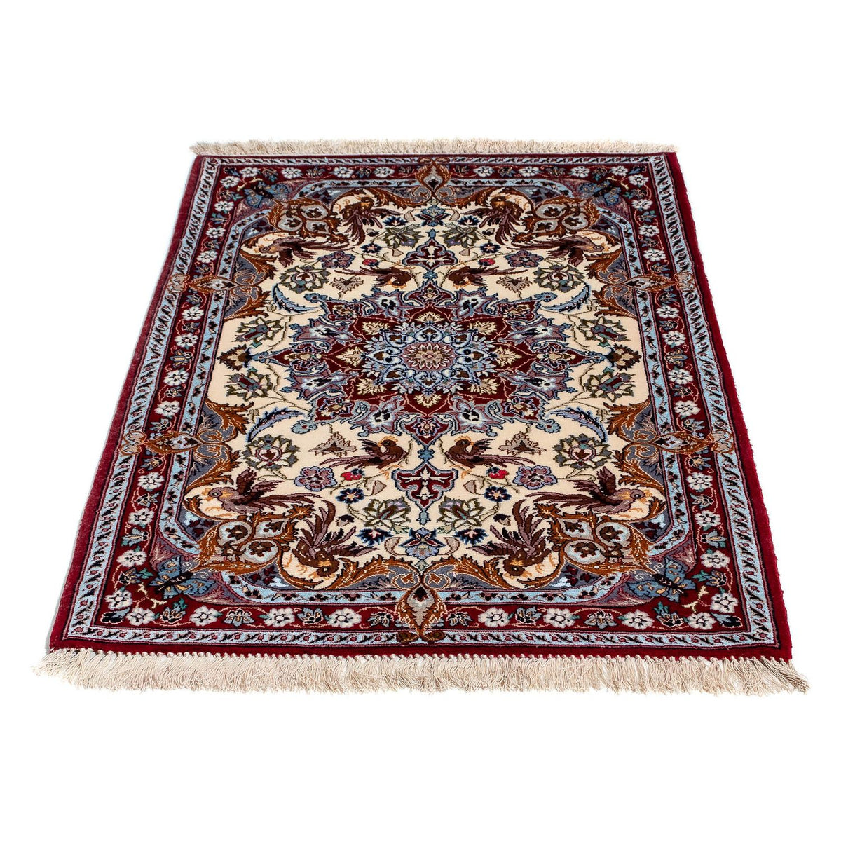 Persisk tæppe - Isfahan - Premium - 100 x 73 cm - mørkerød