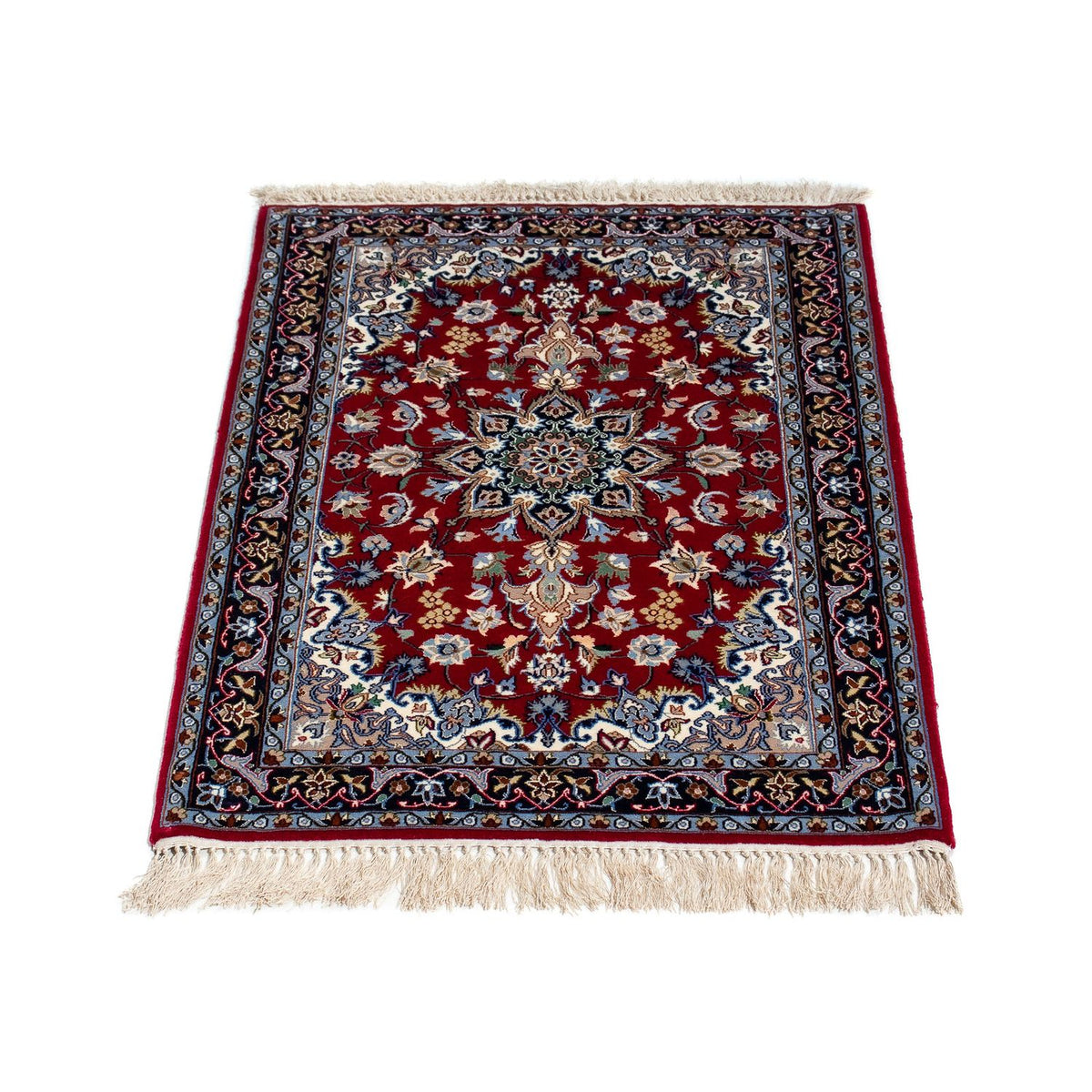 Persisk tæppe - Isfahan - Premium - 100 x 70 cm - mørkerød