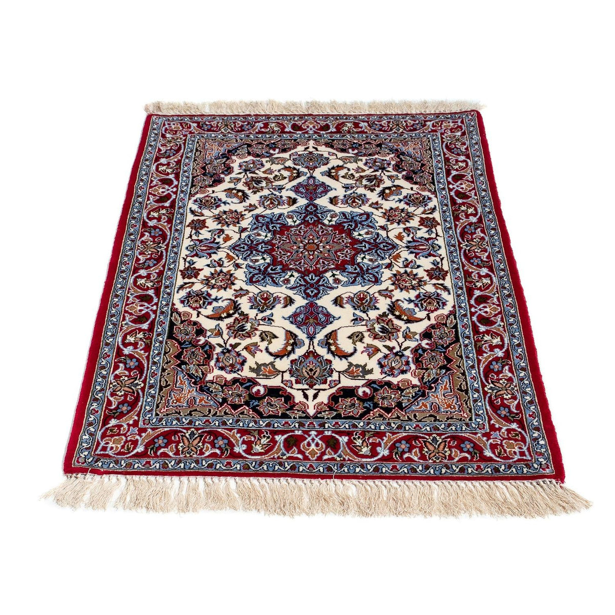Persisk tæppe - Isfahan - Premium - 102 x 70 cm - mørkerød