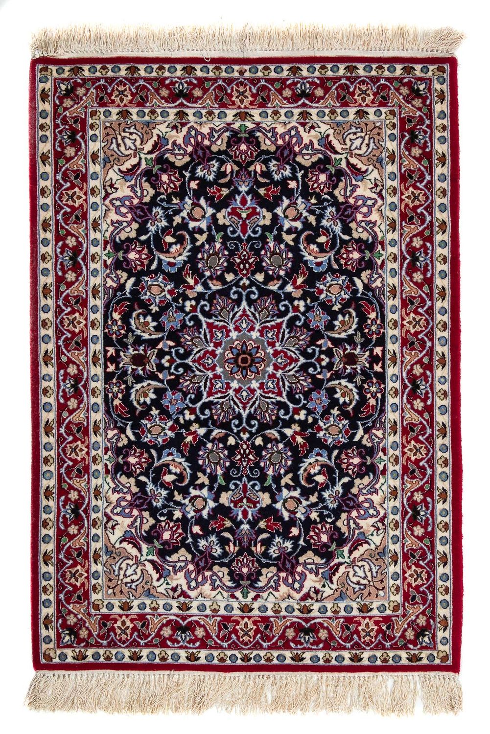 Persisk tæppe - Isfahan - Premium - 104 x 73 cm - mørkerød