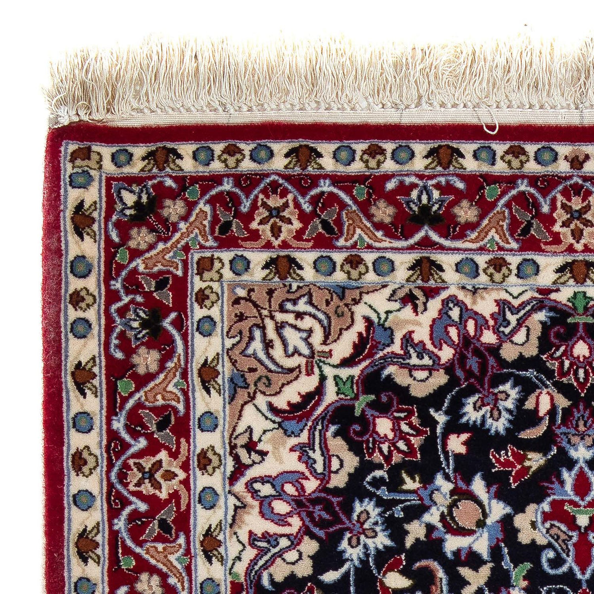 Persisk tæppe - Isfahan - Premium - 104 x 73 cm - mørkerød