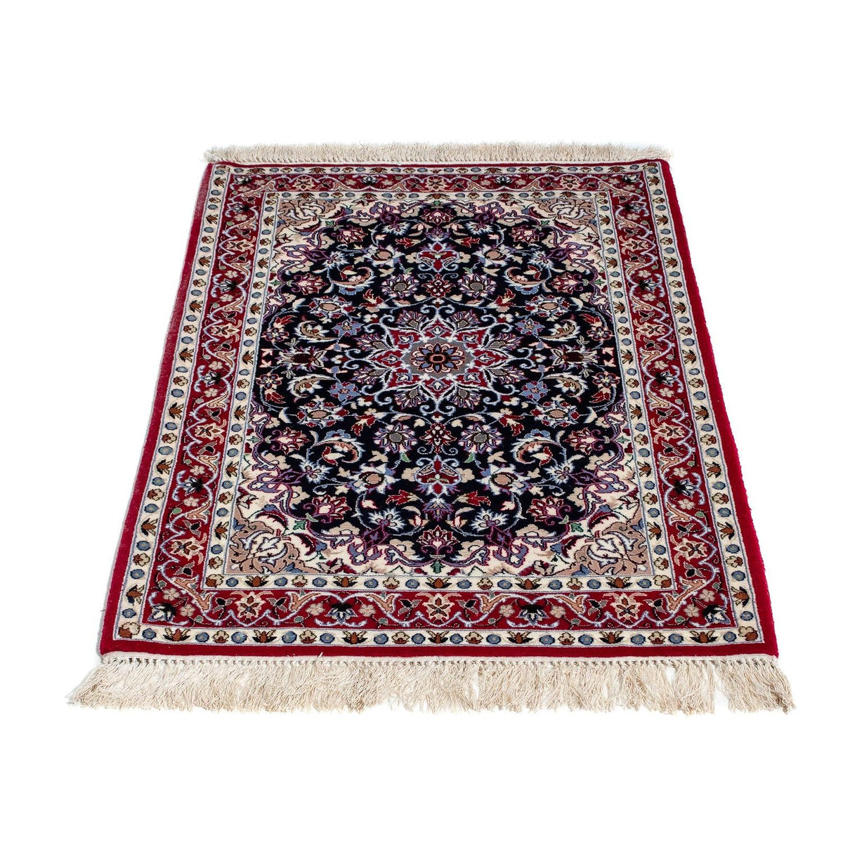 Persisk tæppe - Isfahan - Premium - 104 x 73 cm - mørkerød