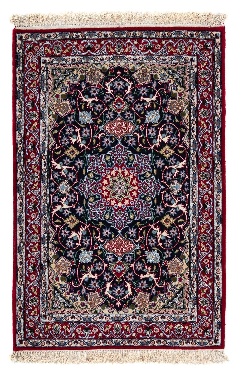 Persisk tæppe - Isfahan - Premium - 105 x 70 cm - mørkerød