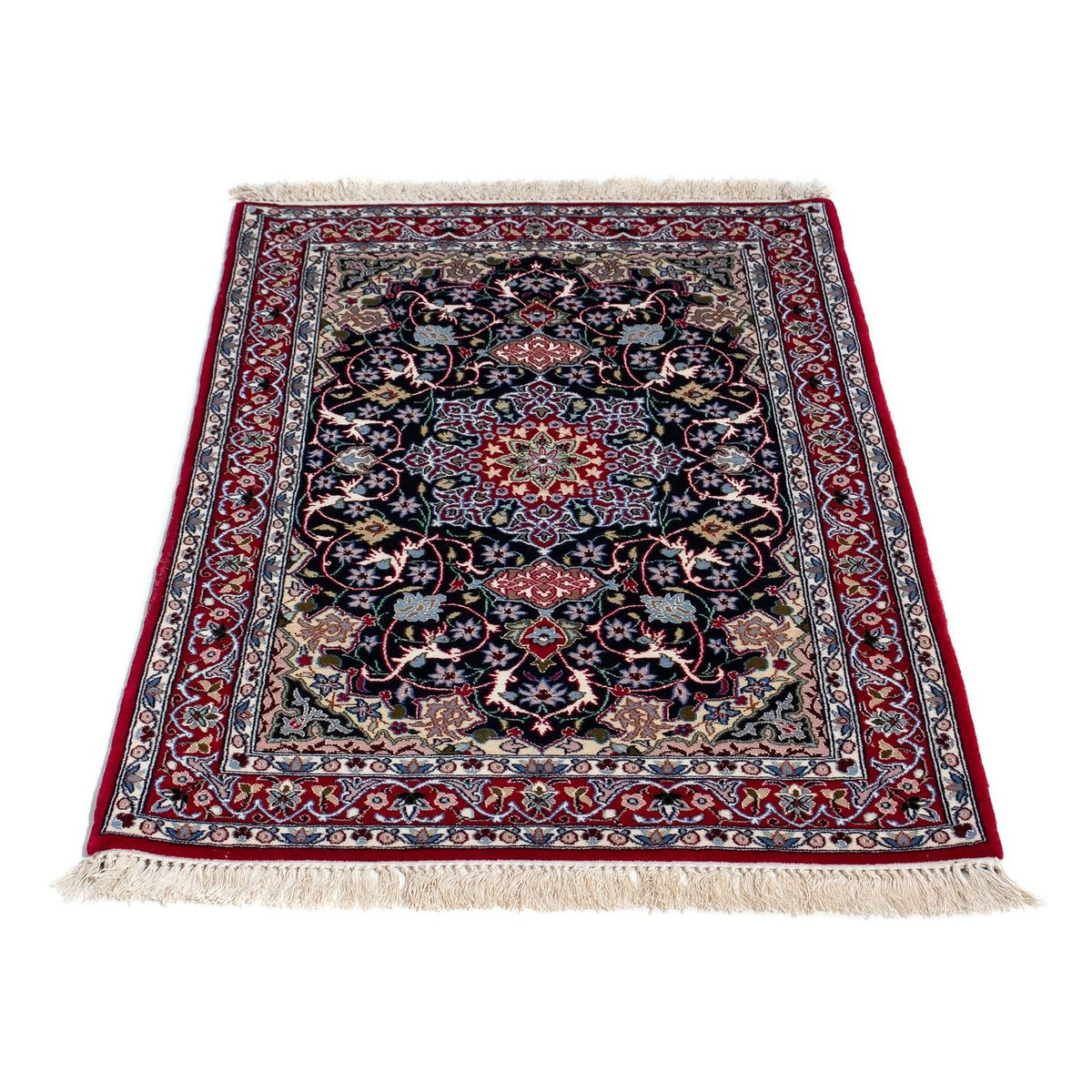 Persisk tæppe - Isfahan - Premium - 105 x 70 cm - mørkerød