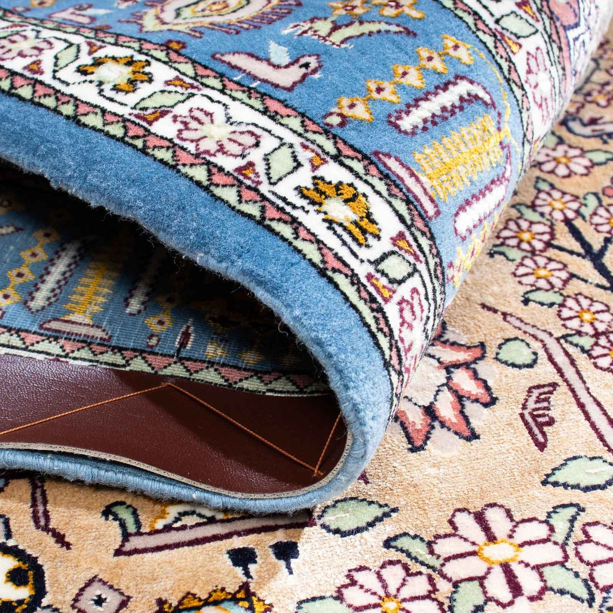 Persisk tæppe - Isfahan - Premium - 126 x 83 cm - lyseblå