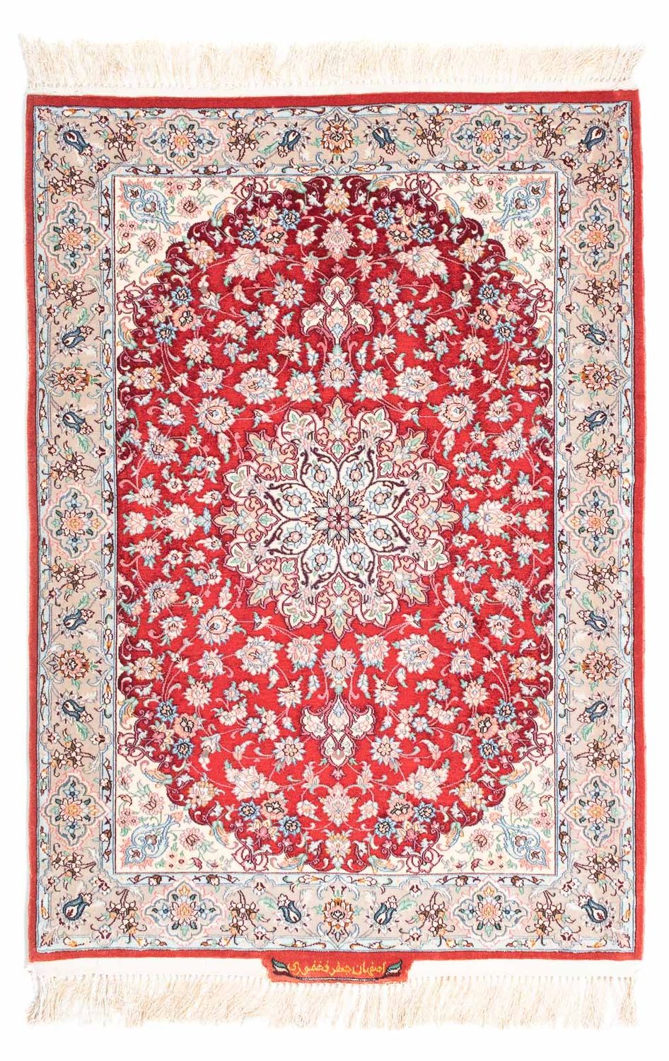 Persisk tæppe - Isfahan - Premium - 119 x 84 cm - rød