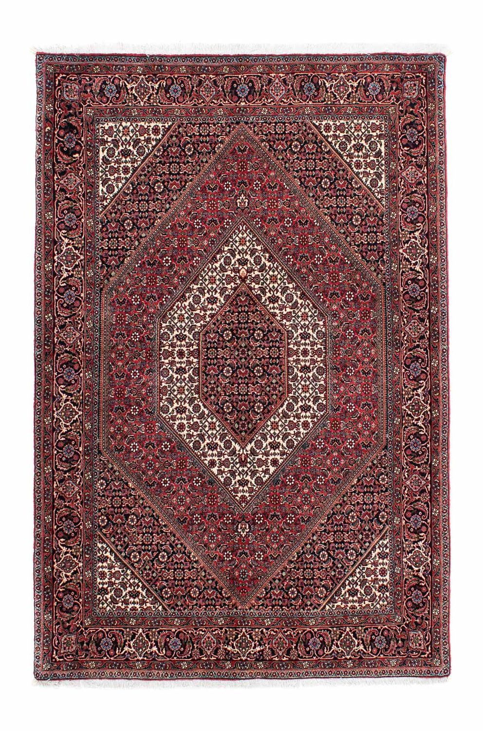 Persisk tæppe - Bijar - 205 x 136 cm - mørkerød