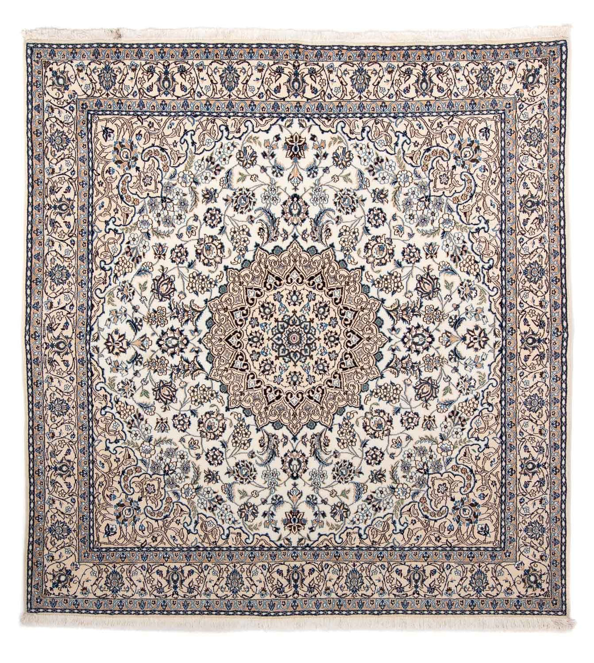 Persisk tæppe - Nain - Royal firkantet - 210 x 202 cm - beige