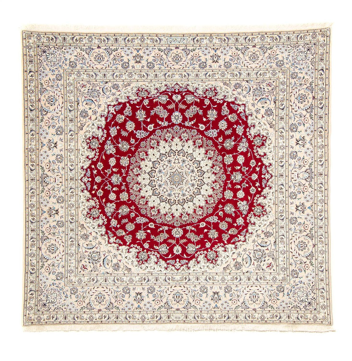 Persisk tæppe - Nain - Premium firkantet - 204 x 193 cm - beige