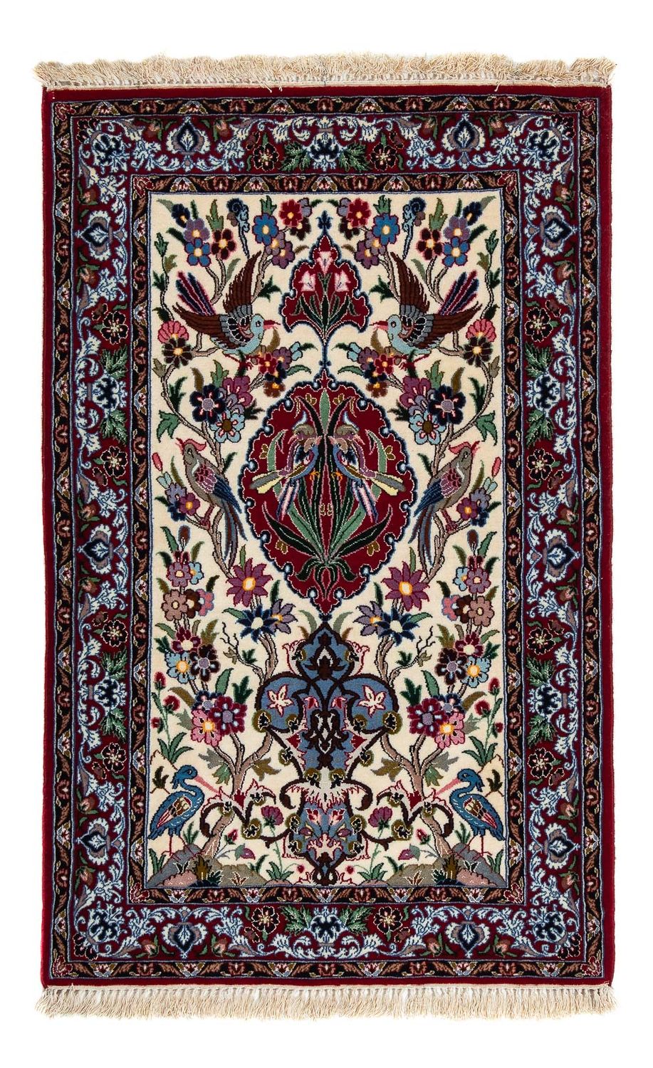 Persisk tæppe - Isfahan - Premium - 105 x 67 cm - mørkerød