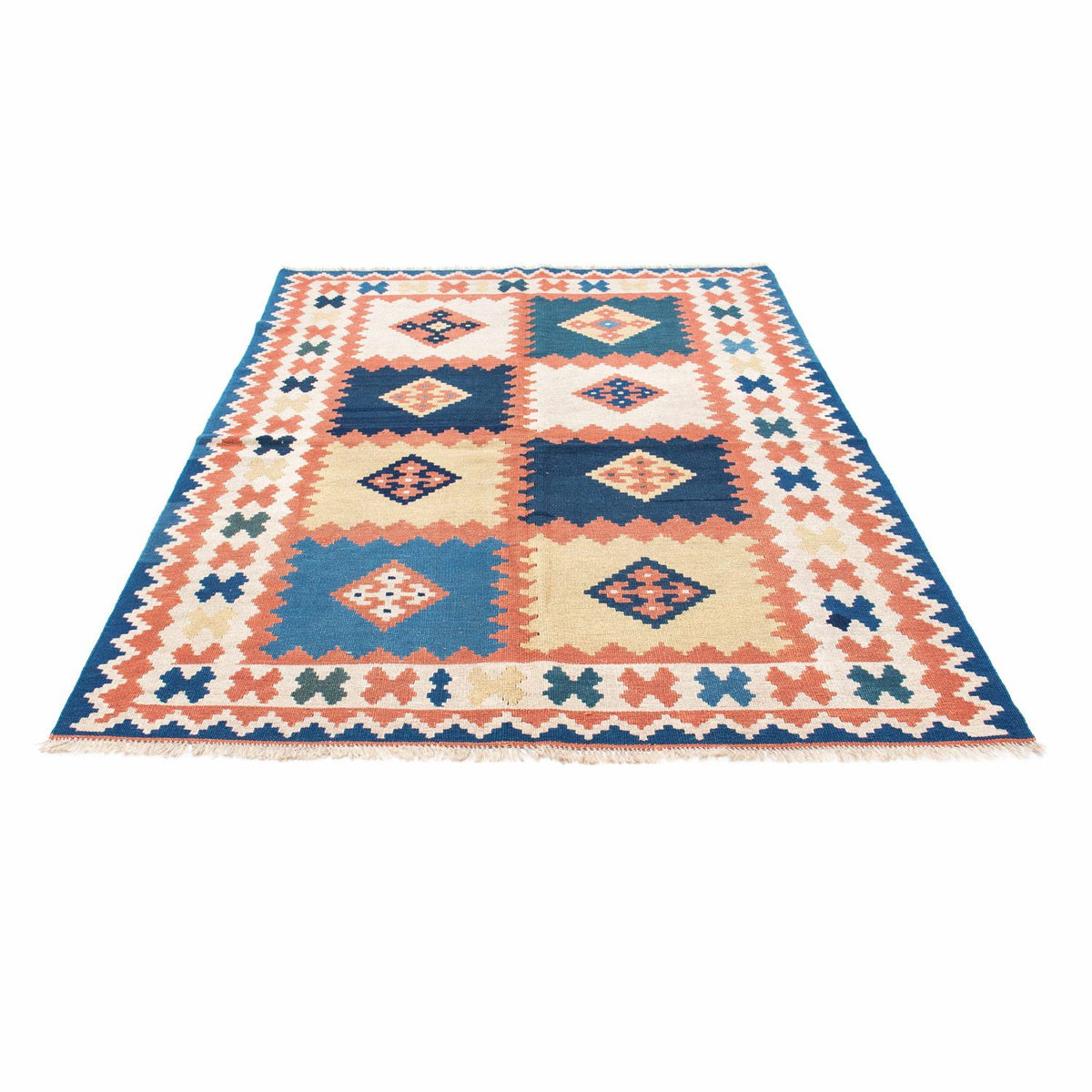 Kelim-tæppe - orientalsk - 212 x 155 cm - blå