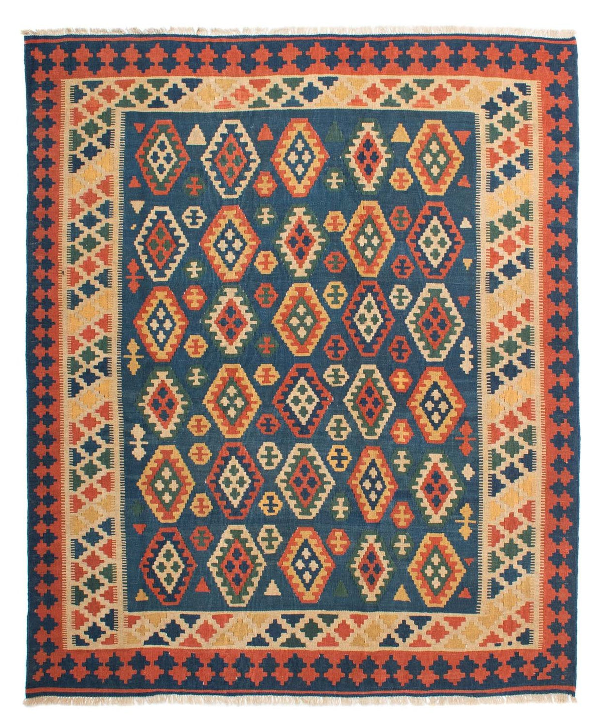 Kelim-tæppe - orientalsk - 232 x 194 cm - blå