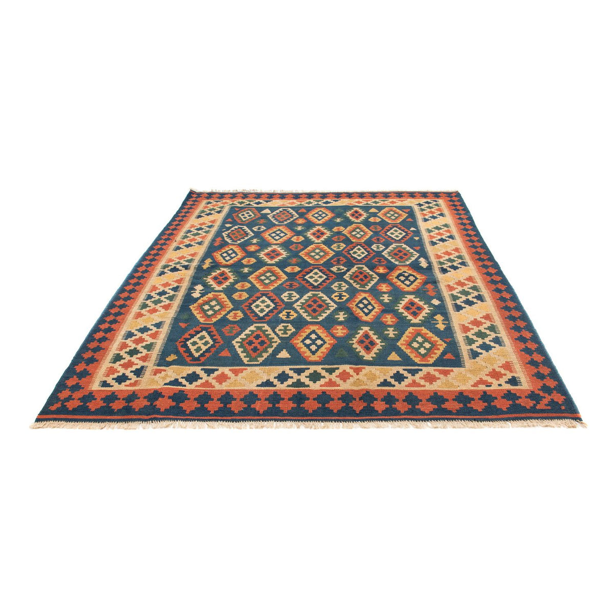 Kelim-tæppe - orientalsk - 232 x 194 cm - blå