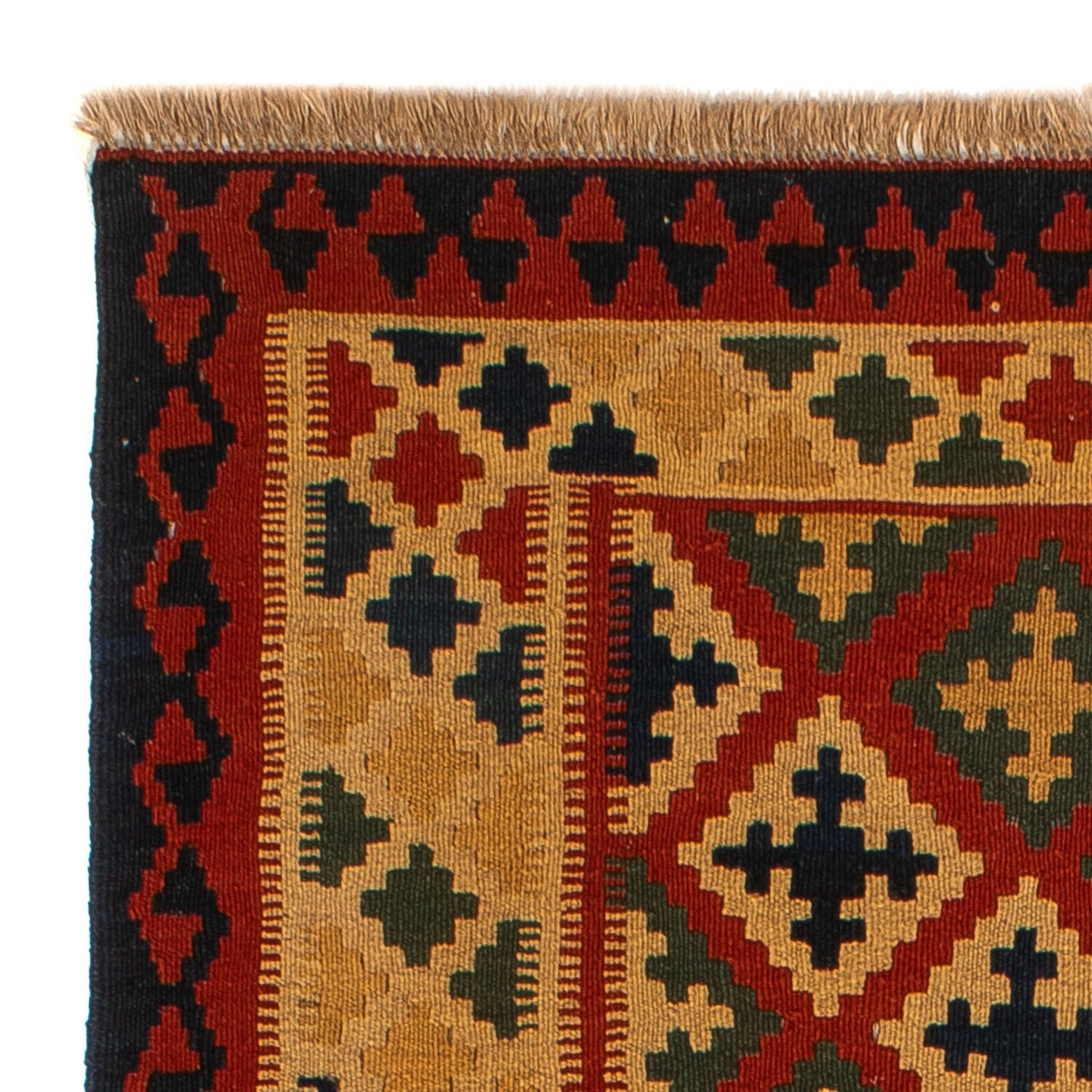 Kelim-tæppe - orientalsk - 211 x 146 cm - mørkerød