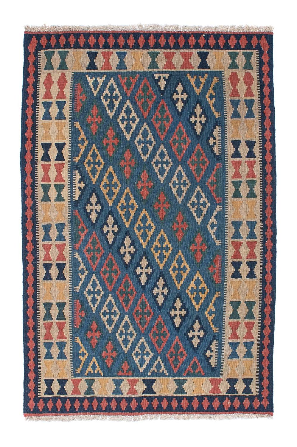 Kelim-tæppe - orientalsk - 189 x 119 cm - blå