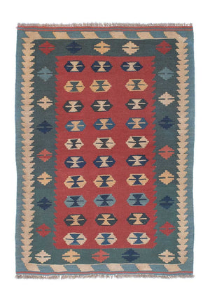 Kelim-tæppe - orientalsk - 163 x 112 cm - mørkerød