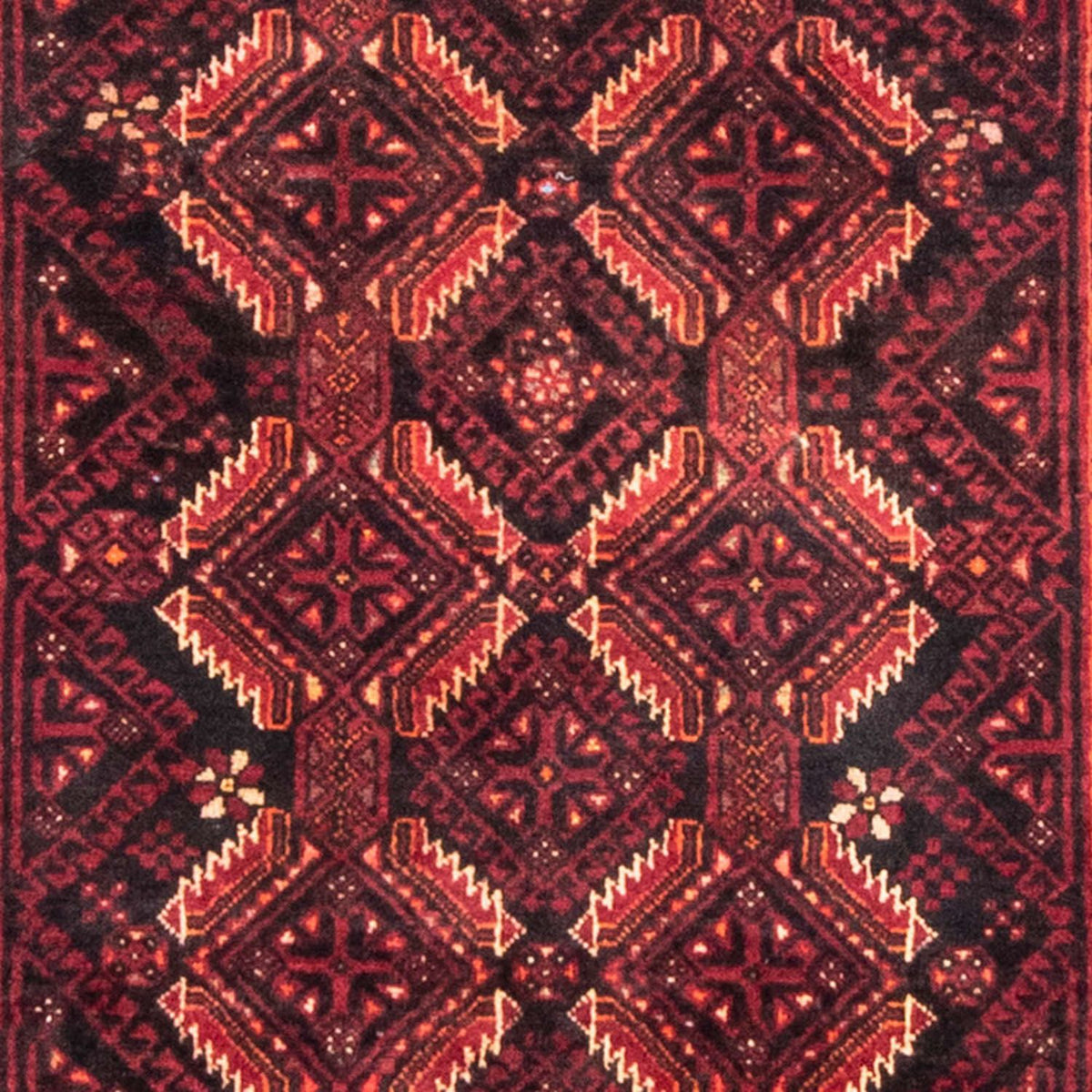 Løber Baluch-tæppe - 216 x 102 cm - mørkerød