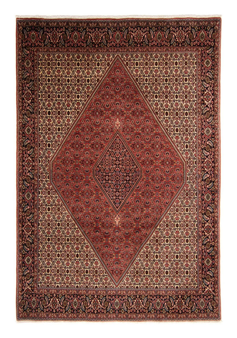 Persisk tæppe - Bijar - 343 x 250 cm - mørkerød