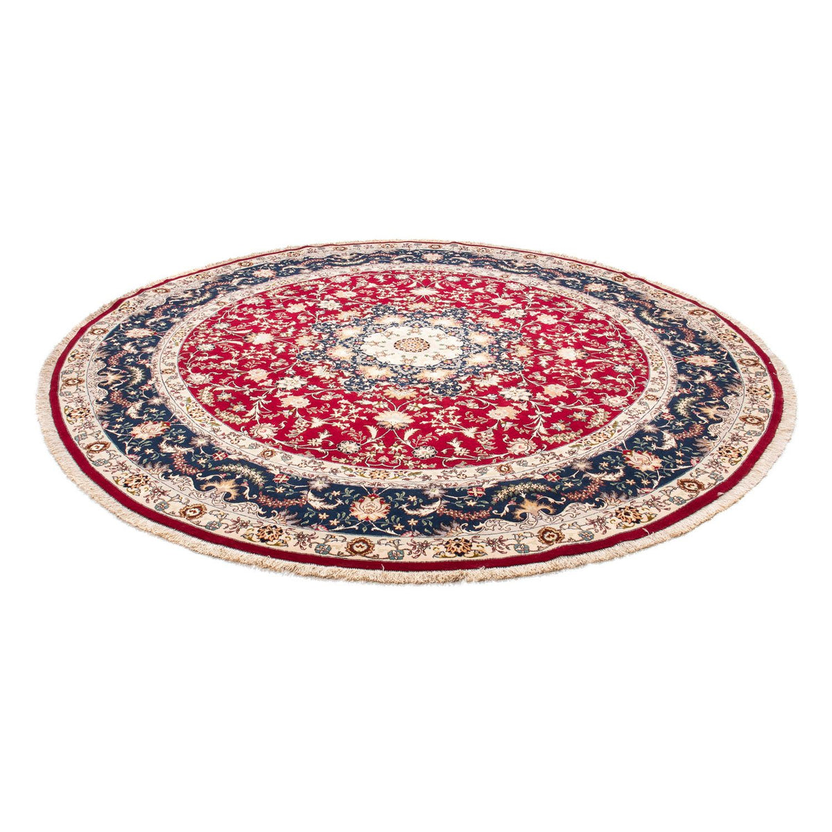 Persisk tæppe - Tabriz - Royal rundt - 250 x 250 cm - mørkerød