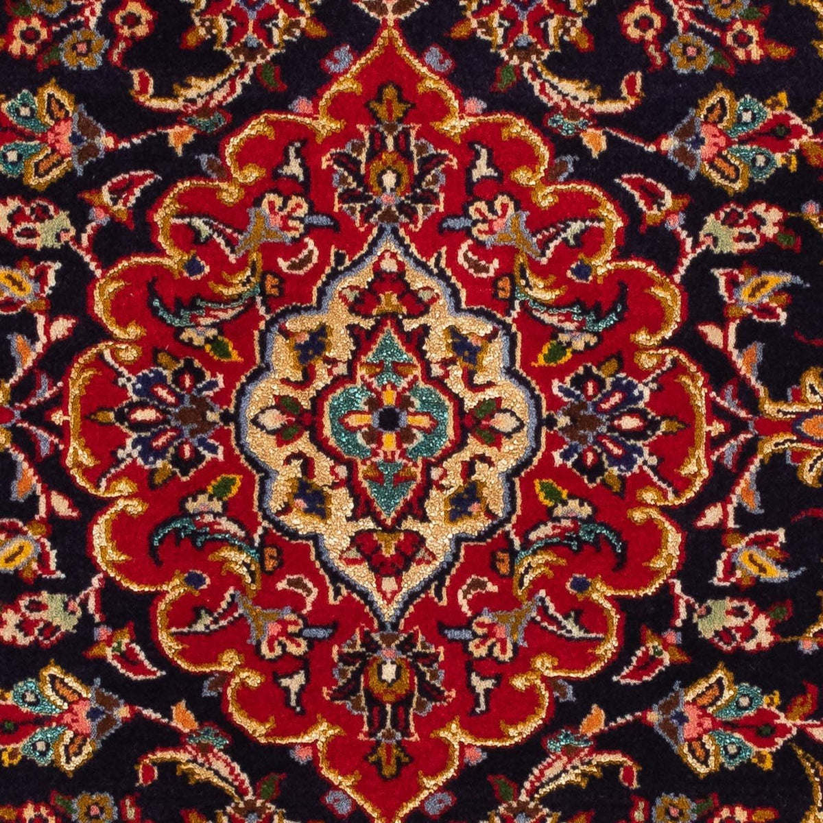 Persisk tæppe - Keshan - 118 x 77 cm - mørkeblå